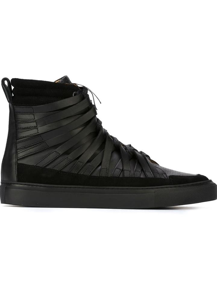 Damir Doma Falco Hi-top Sneakers, Men's, Size: 40, Black, Calf Leather/suede/rubber