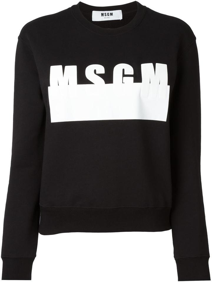 Msgm Logo Print Sweatshirt, Women's, Size: L, Black, Cotton