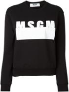 Msgm Logo Print Sweatshirt, Women's, Size: L, Black, Cotton