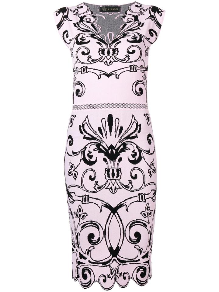 Versace Baroque Jacquard Dress - Pink & Purple