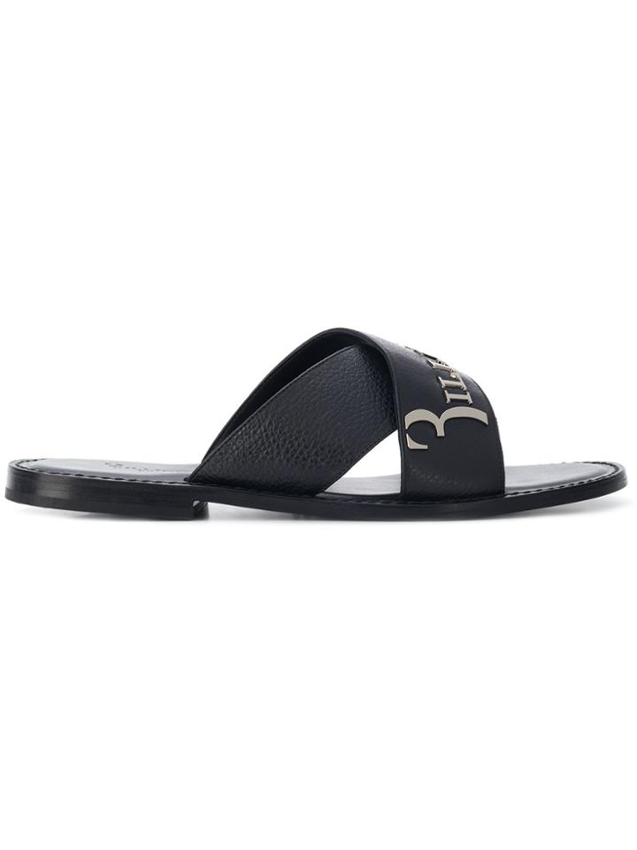 Billionaire Engraved Logo Sandals - Black