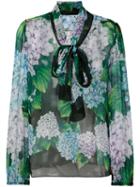 Dolce & Gabbana - Floral Embroidered Blouse - Women - Silk - 44, Green, Silk