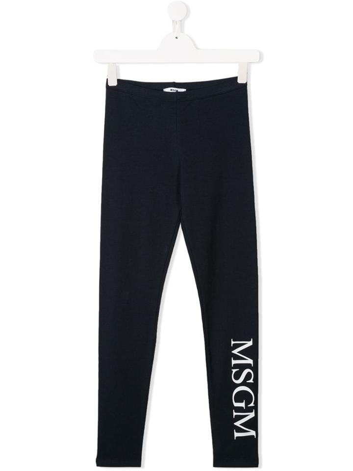 Msgm Kids Teen Logo Leggings - Blue