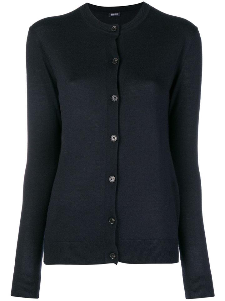 Jil Sander Navy Round Neck Cardigan - Blue