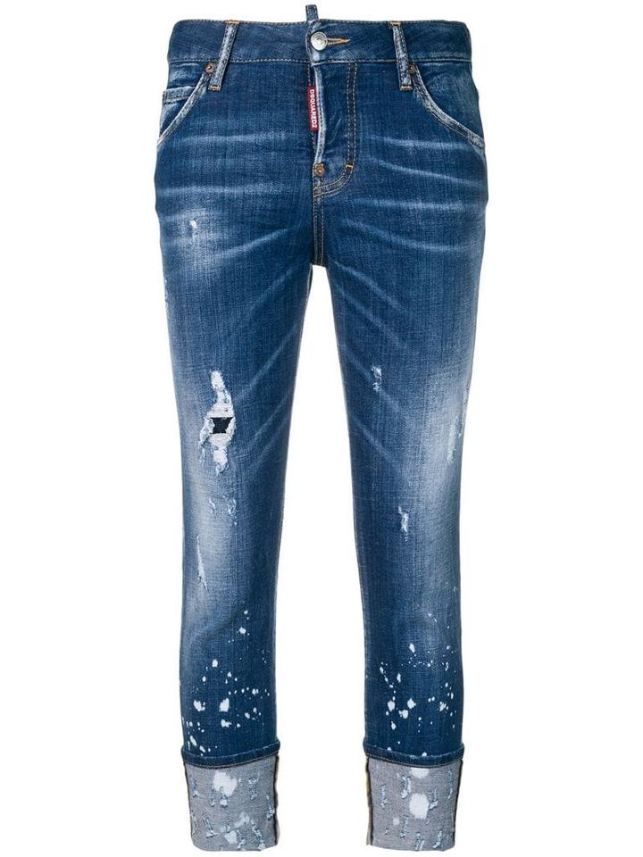 Dsquared2 Distressed Turn Up Jeans - Blue