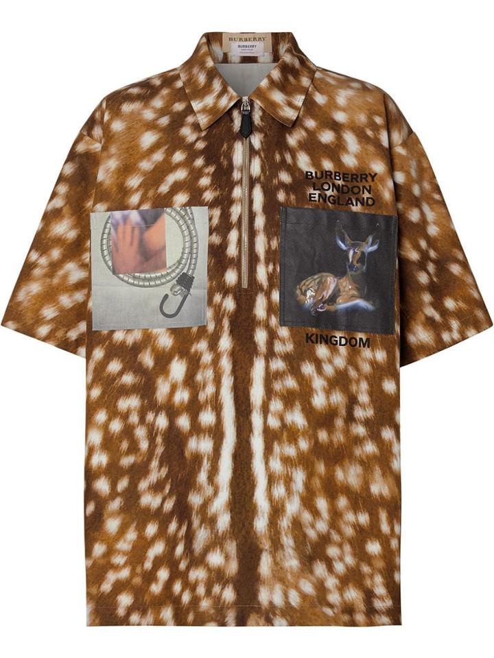 Burberry Deer-print Patch Shirt - Neutrals