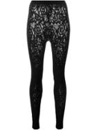 Mcq Alexander Mcqueen Floral Embroidered Lace Leggings, Women's, Size: Xs/s, Black, Polyamide/spandex/elastane