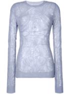 Christian Wijnants Open Weave Round Neck Longsleeved Knit Top - Blue