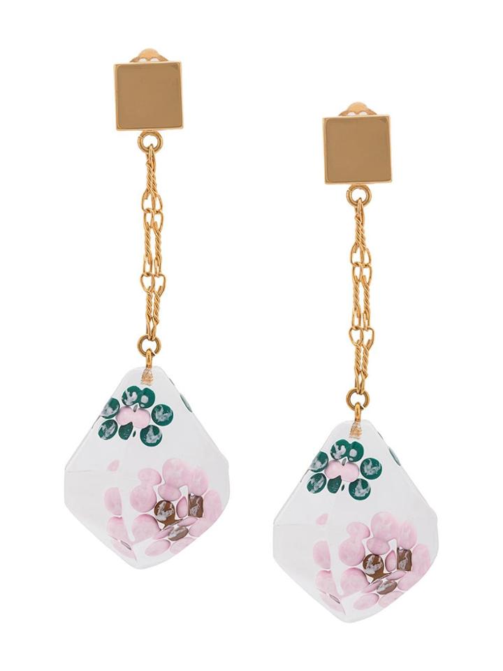 Marni Suspended Flower Drop Earrings - White