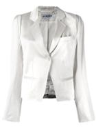 Ann Demeulemeester Blanche Glossy Effect Cropped Jacket, Women's, Size: 40, White, Triacetate/linen/flax/cotton/rayon