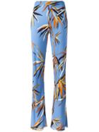 Emilio Pucci Printed Flared Trousers, Women's, Size: 40, Blue, Silk/viscose