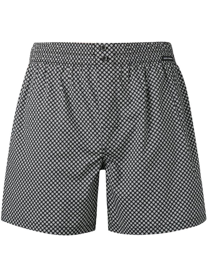 Dolce & Gabbana Dotted Swim Shorts, Men's, Size: 4, Black, Cotton