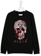 Philipp Plein Junior Teen Skull Crystal Embellished Sweatshirt - Black