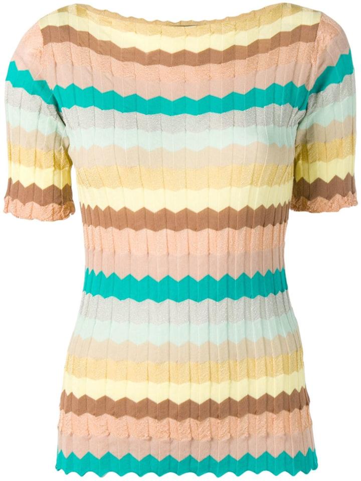 Roberto Collina Zigzag Knit T-shirt - Brown