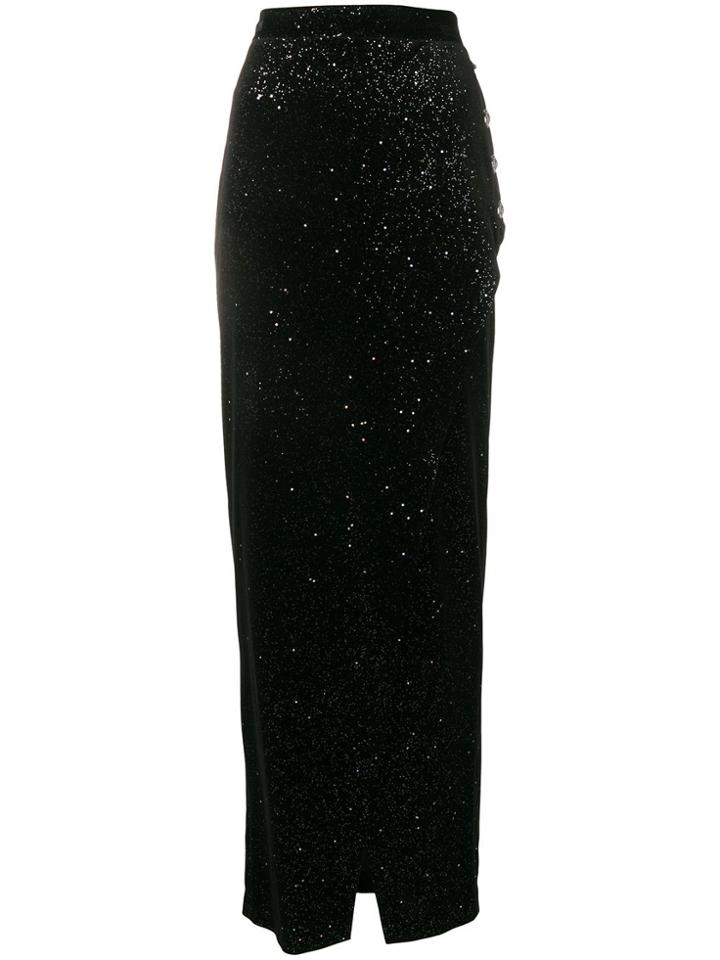 Balmain Glitter Pencil Skirt - Black