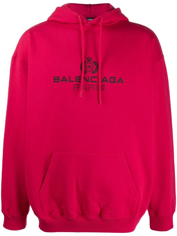 Balenciaga Oversized Logo Hoodie - Red