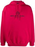 Balenciaga Oversized Logo Hoodie - Red