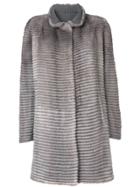 Liska Striped Textured Coat - Grey