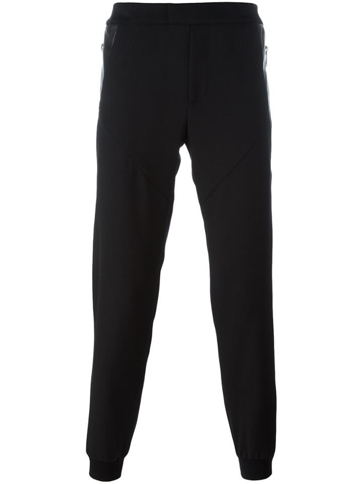 Les Hommes Leather Panel Sweatpants - Black
