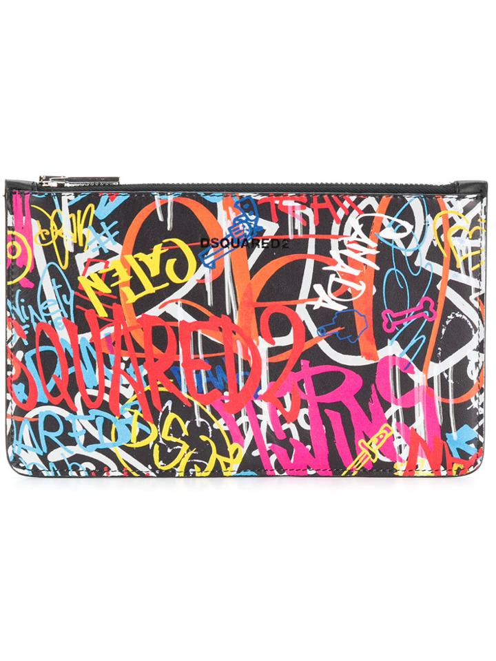 Dsquared2 Graffiti Logo Wash Bag Small - Black