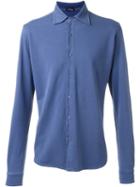 Kiton Plain Shirt, Men's, Size: S, Blue, Cotton