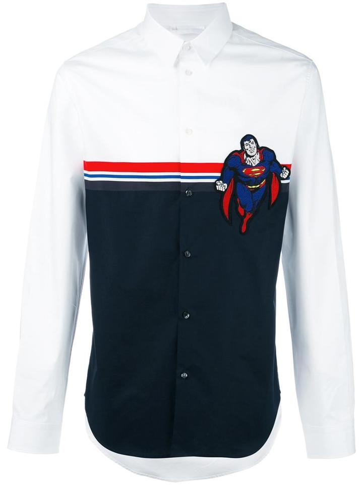 Iceberg Superman Stripes Shirt, Men's, Size: Small, White, Cotton