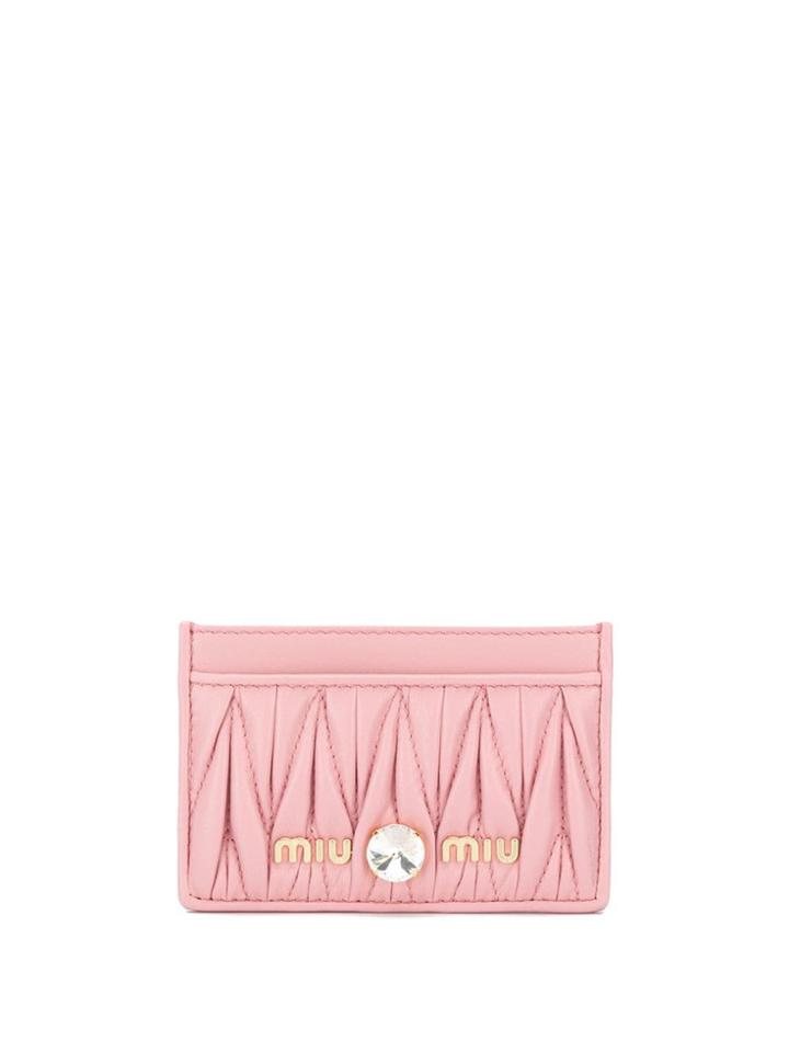 Miu Miu Matelassé Leather Cardholder - Pink