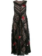 Red Valentino Red(v) Heart Embroidered Midi Dress - Black