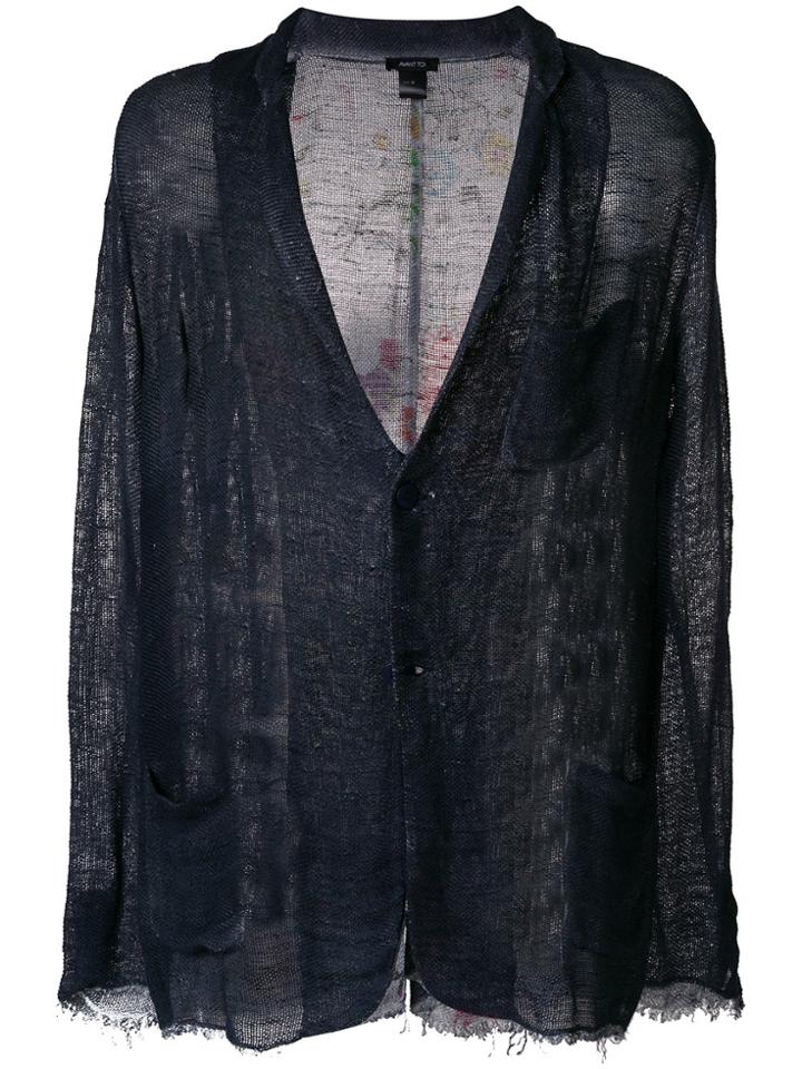 Avant Toi Faded Creased Blazer - Blue