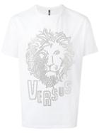 Versus Studded Lion Head T-shirt, Men's, Size: Small, White, Cotton/spandex/elastane