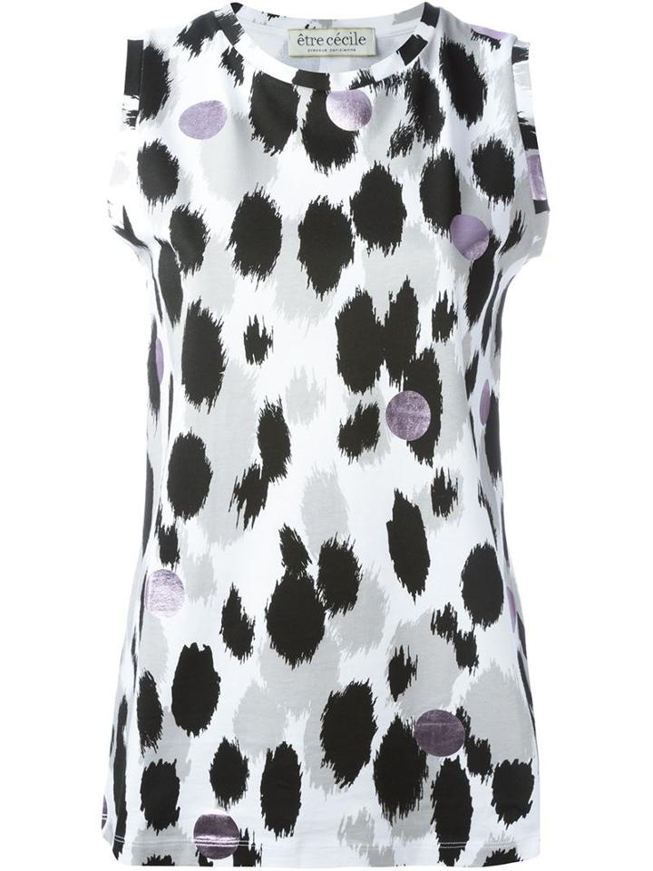 Être Cécile Spot Print Tank Top, Women's, Size: Medium, White, Cotton
