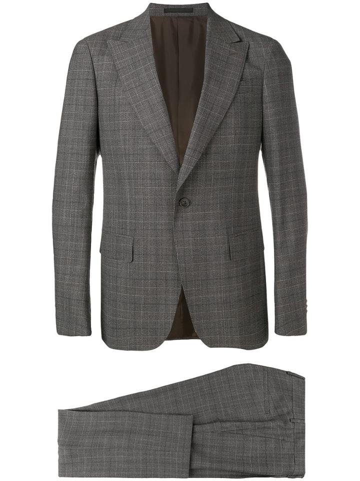 Z Zegna Tartan Pattern Suit - Grey
