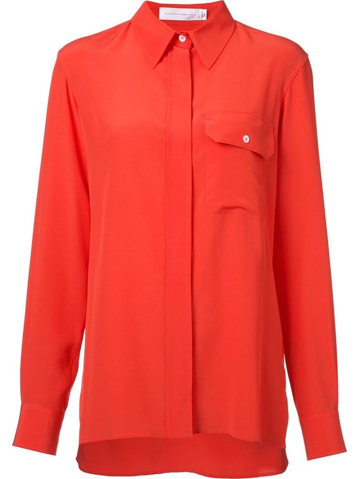 Victoria Beckham Classic Shirt, Women's, Size: 6, Red, Silk