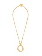 Chanel Vintage Rings Logo Necklace - Metallic