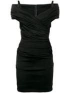 Dolce & Gabbana Off-shoulder Ruched Dress, Size: 42, Black, Viscose/spandex/elastane/silk