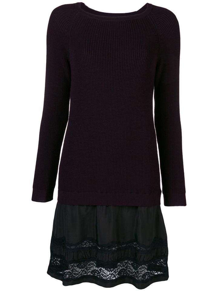 Moschino Ribbed Knit Dress - Pink & Purple