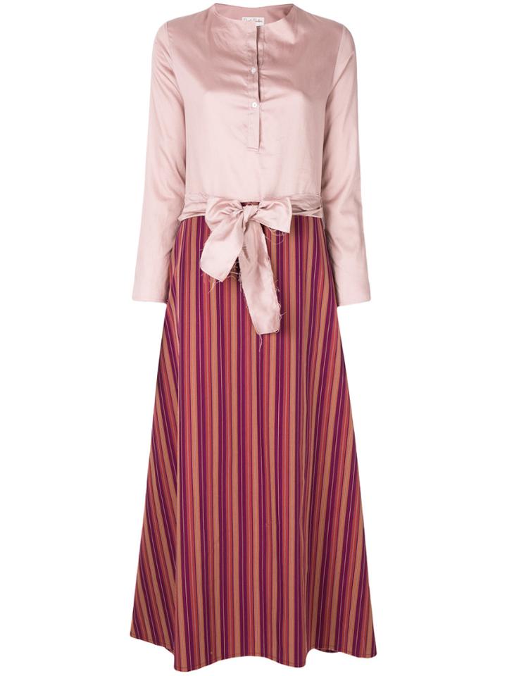 Daniela Pancheri Bow Waist Detail Dress - Pink & Purple