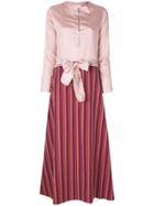 Daniela Pancheri Bow Waist Detail Dress - Pink & Purple