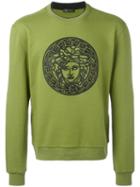 Versace Medusa Embroidered Sweatshirt, Men's, Size: Xl, Green, Cotton/lamb Skin