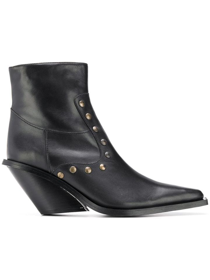 Gia Couture Studded Ankle Boots - Black
