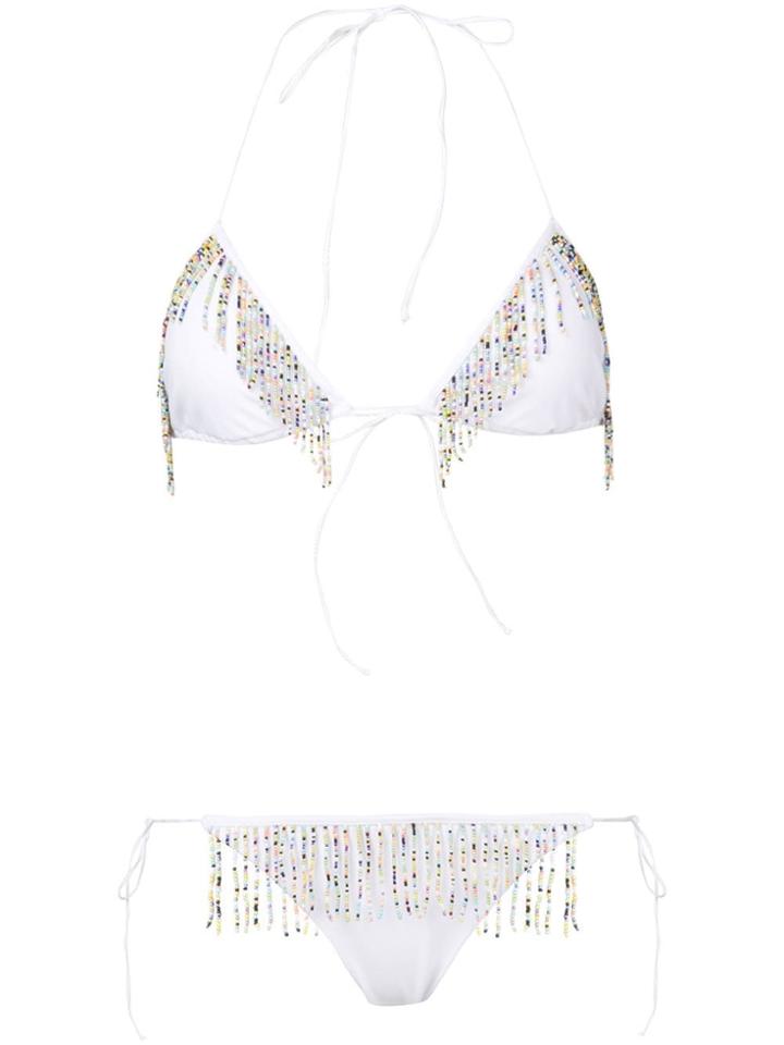 Oseree Fringed Two-piece Bikini - White