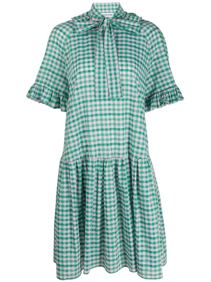 Sofie Sol Studio Check-print Ruffled Dress - Green