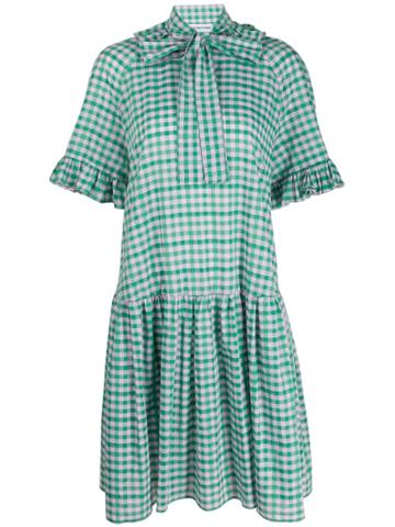 Sofie Sol Studio Check-print Ruffled Dress - Green