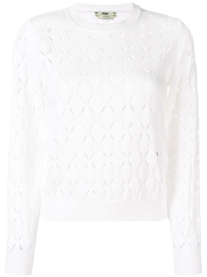 Fendi Geometric Open Knit Sweater - White