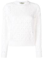 Fendi Geometric Open Knit Sweater - White