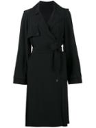 Helmut Lang - Belted Mid-length Trench Coat - Women - Silk/acetate/viscose - S, Black, Silk/acetate/viscose