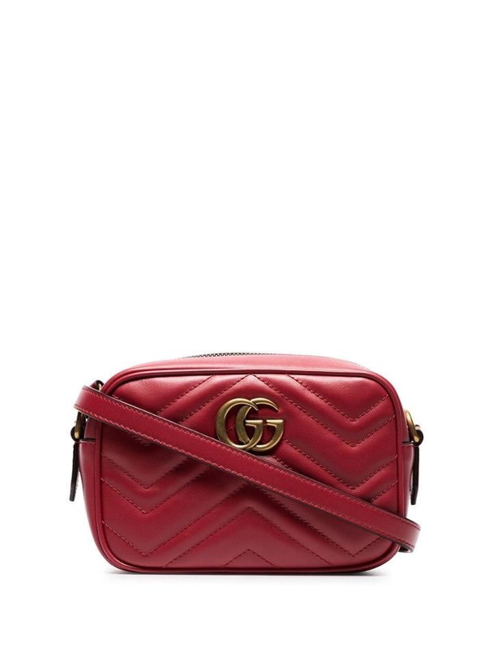 Gucci Red Marmont Leather Cross Body Bag
