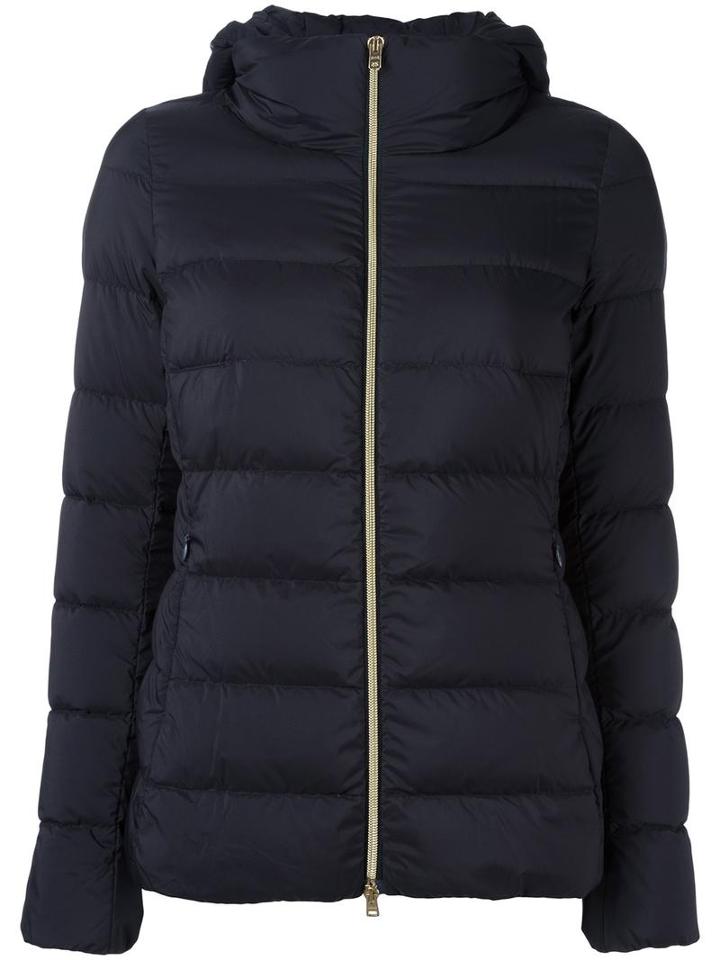 Herno Zip-up Puffer Jacket, Women's, Size: 38, Blue, Feather Down/polyamide/polyurethane