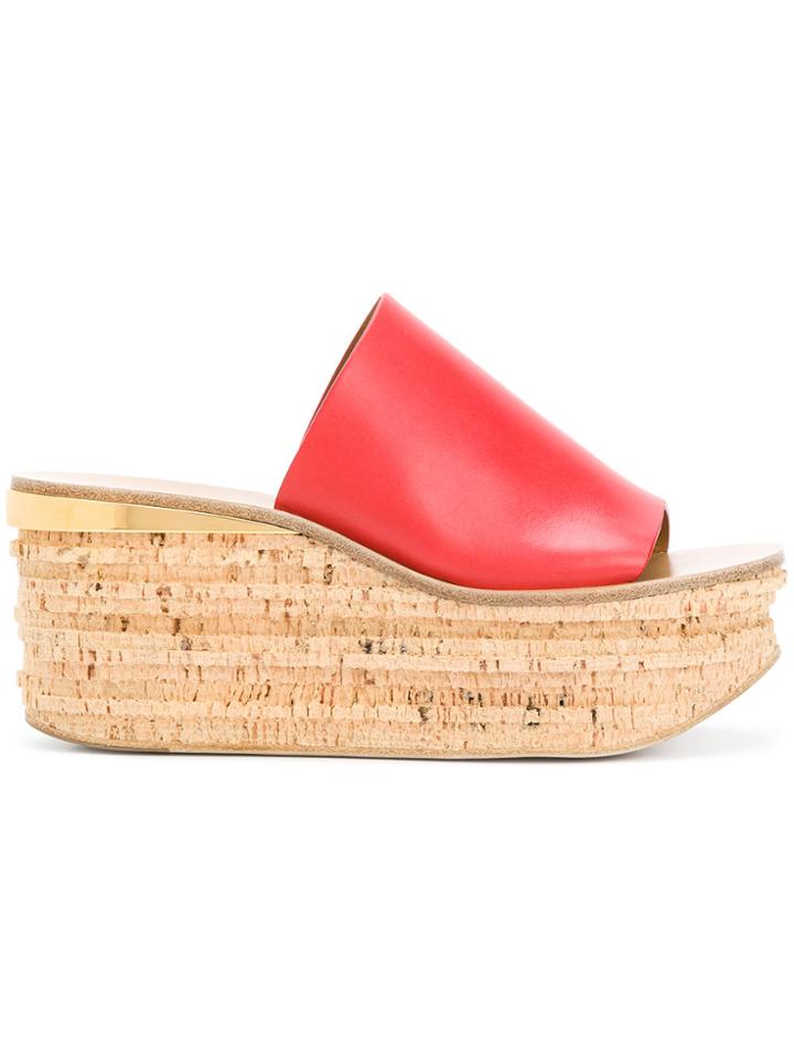 Chloé Camille Wedge Mules - Red