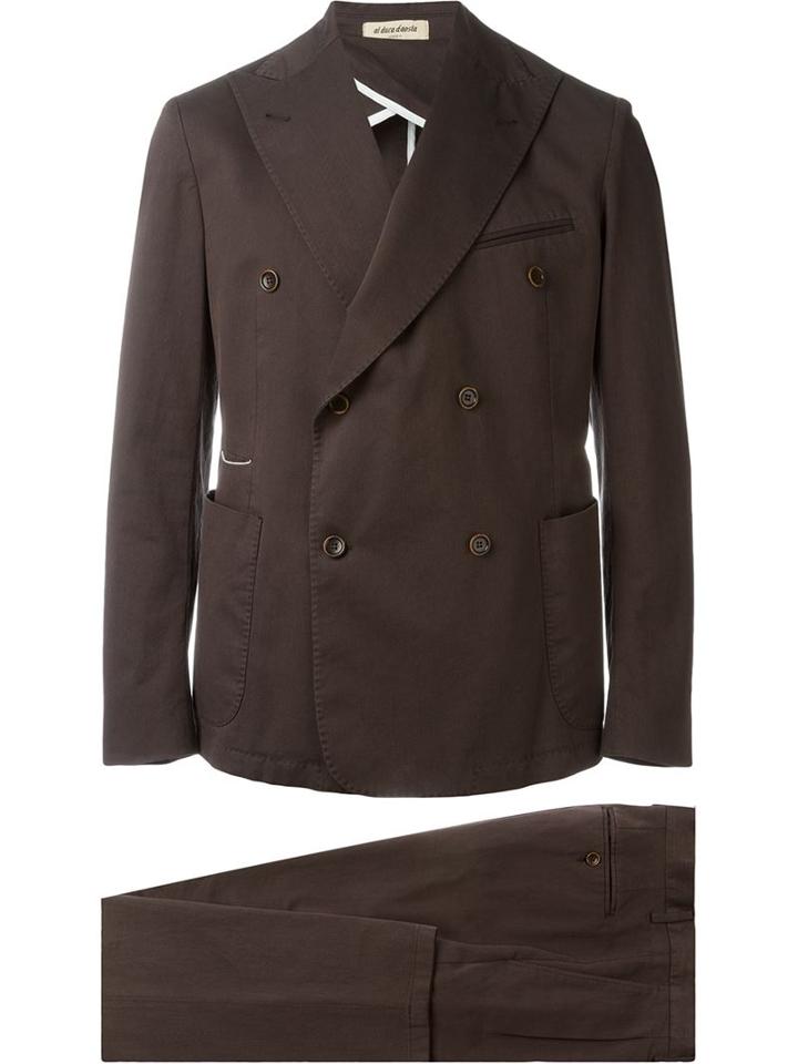 Al Duca D'aosta 1902 Two Piece Suit, Men's, Size: 54, Brown, Cotton/spandex/elastane
